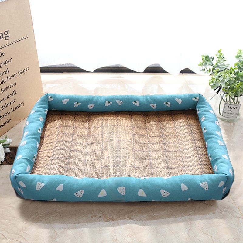 pets : Zomer Huisdier Koelende IJsmat - Multikleurig Vierkant Koel - Beige in Blauw van Pantino