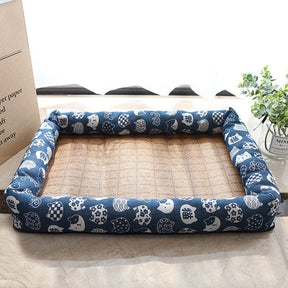 pets : Zomer Huisdier Koelende IJsmat - Multikleurig Vierkant Koel - Beige in Donkerblauw van Pantino