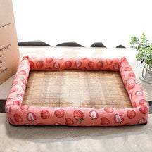 pets : Zomer Huisdier Koelende IJsmat - Multikleurig Vierkant Koel - Beige in Roze van Pantino
