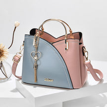 bags : Luxe Handtas Dames Wit Bruin - Tweekleurig Stijlvol Design - PU-Leer in LichtBlauw Roze van Pantino