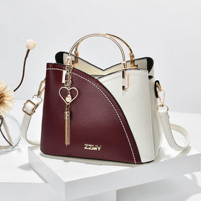 bags : Luxe Handtas Dames Wit Bruin - Tweekleurig Stijlvol Design - PU-Leer in Wijnrood Wit van Pantino