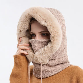 Knitted Hat : Cap Grijs - KnittedHat - Winter Gebreide Capuchonset in Beige van Pantino