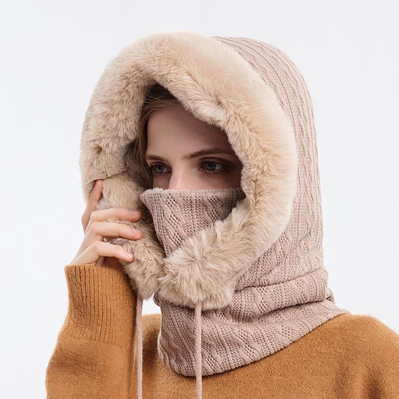Knitted Hat : Cap Grijs - KnittedHat - Winter Gebreide Capuchonset in Beige van Pantino