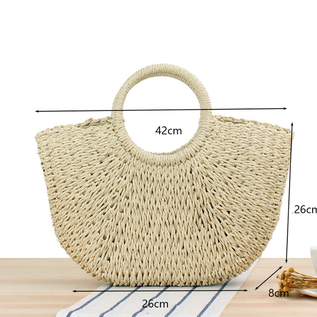 bags : Handgeweven Strooien Tas Beige in Beige L (26*8*26*42cm) van Pantino