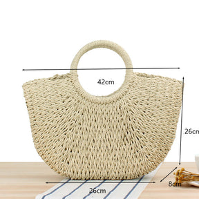 bags : Handgeweven Strooien Tas Beige in Beige L (26*8*26*42cm) van Pantino