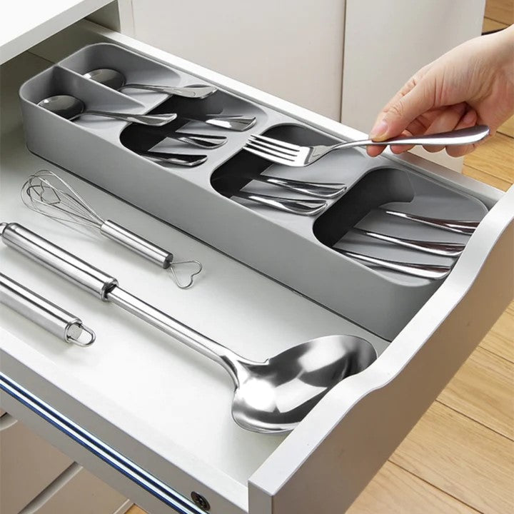 home & garden : CutleryOrganizer - Compacte Keukenbestek Organiser - Grijs in Grijs van Pantino
