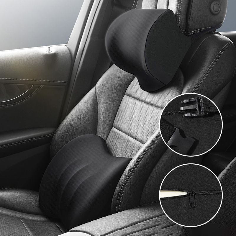 other : CozyDrive - Hoofdsteun & Rugkussen voor in de Auto - Blauw in Zwart van Pantino