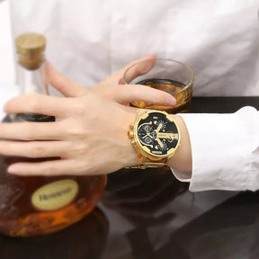 watches : Horloge Heren Zilver-Zwart - Relogio Quartz Herenhorloge in van Pantino