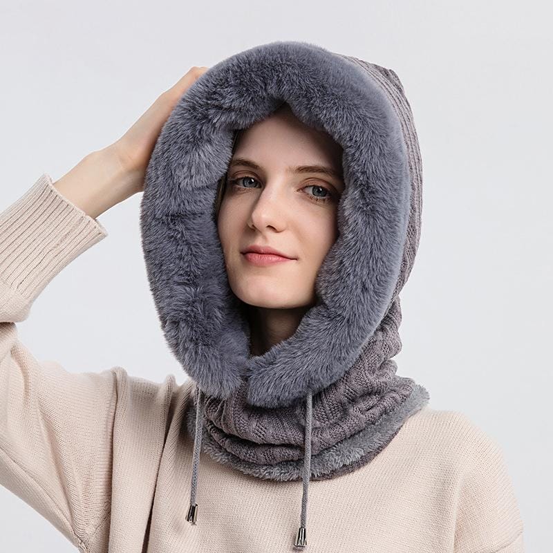Knitted Hat : Cap Grijs - KnittedHat - Winter Gebreide Capuchonset in van Pantino