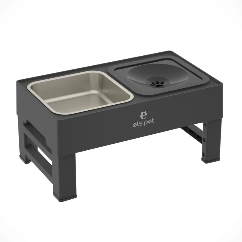 pets : FlexiFeeder - In Hoogte Verstelbaar Rvs - Grijs in Zwart van Pantino