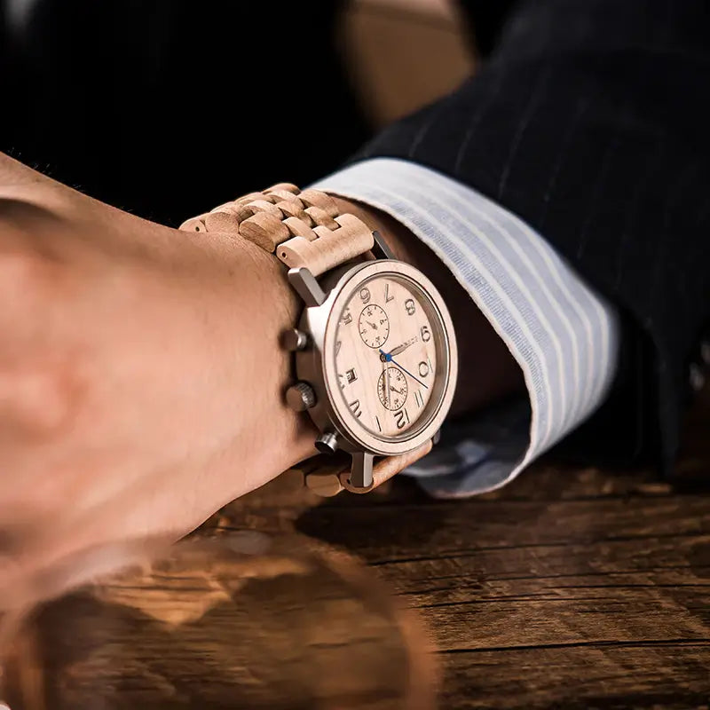 watches : Horloge Dames Beige - Herenhorloge in Hout en Staal Roestvrij Staal in van Pantino