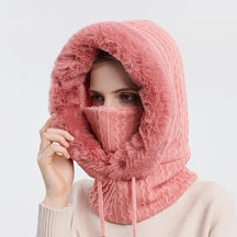 Knitted Hat : Cap Grijs - KnittedHat - Winter Gebreide Capuchonset in Donkerroze van Pantino