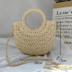 bags : Handgeweven Strooien Tas Beige in Beige S (20*7*19cm) van Pantino