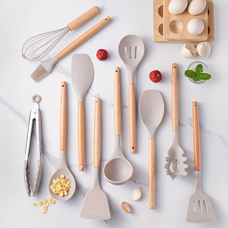 home & garden : Silicone 12-Delig Kookgerei Sets - Khaki in van Pantino