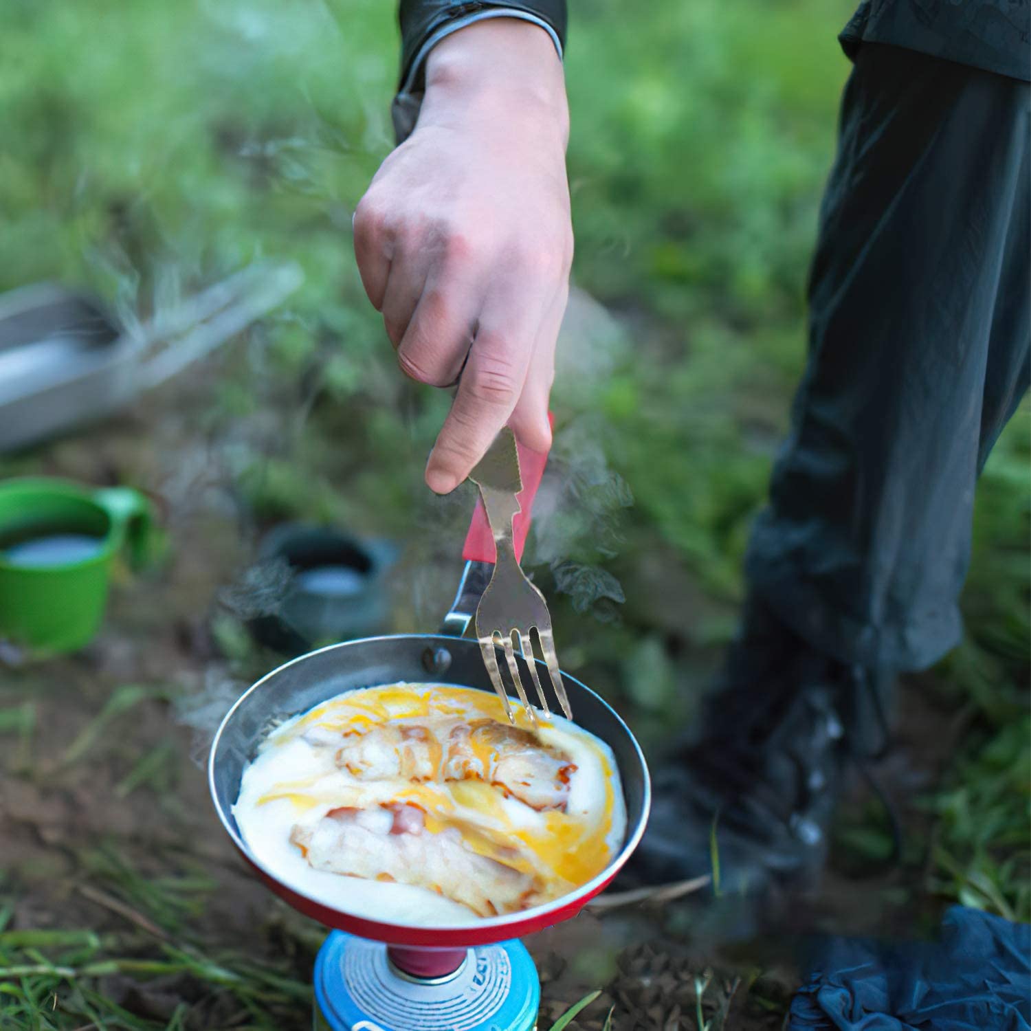 outdoor equipment : 4 in 1 Opvouwbaar Bestek Mini Aluminium - Zwart in van Pantino