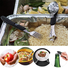 outdoor equipment : 4 in 1 Opvouwbaar Bestek Mini Aluminium - Zwart in van Pantino