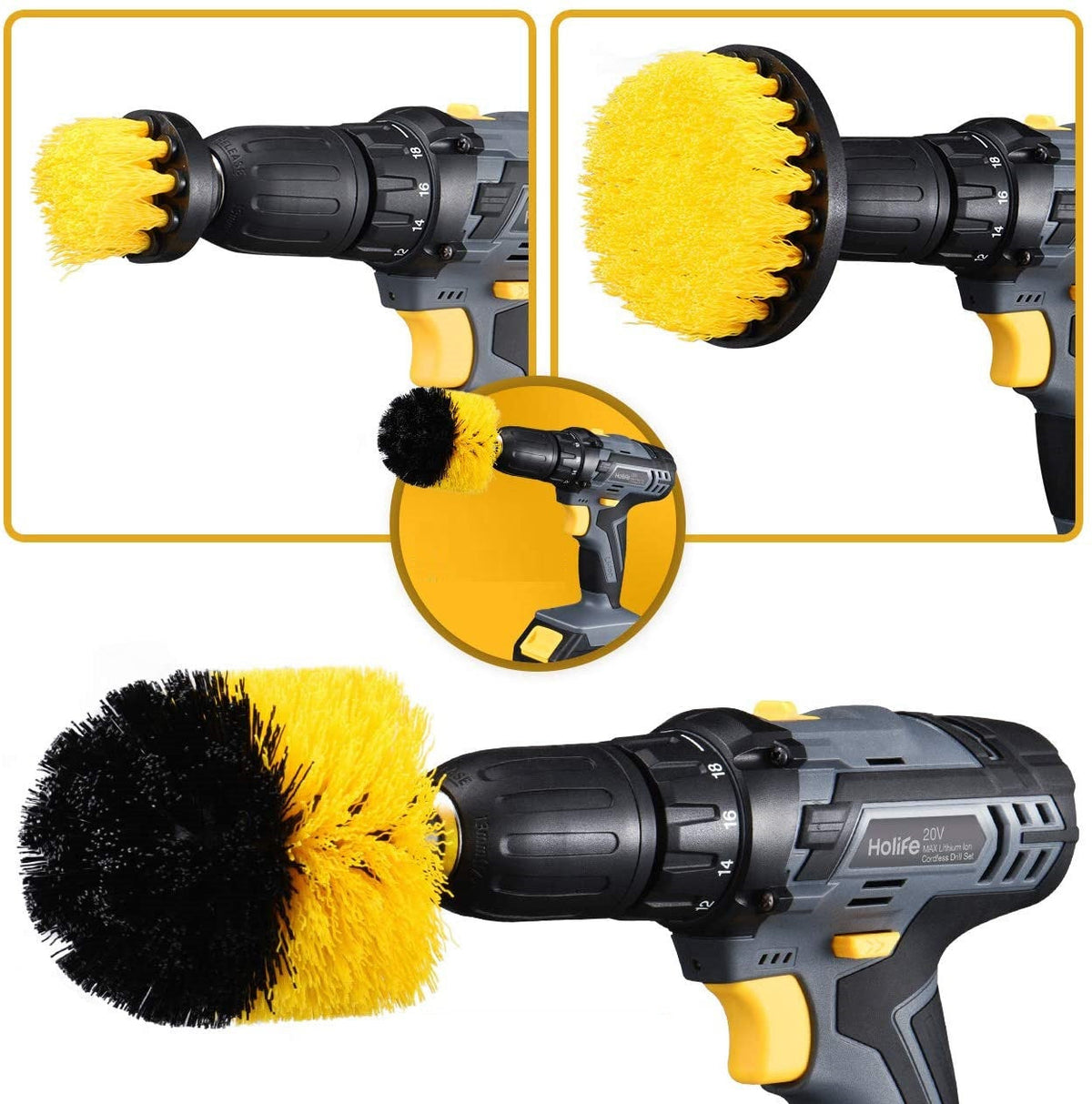 gadgets : Krachtige Boorborstelset 3-delig (Complete Set T.w.v €49.95) - Rood in Geel (4 op voorraad) van Pantino