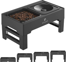 pets : FlexiFeeder - In Hoogte Verstelbaar Rvs - Grijs in Zwart - Anti schrokbak van Pantino