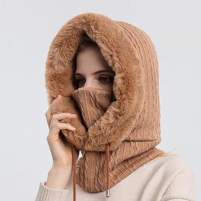 Knitted Hat : Cap Grijs - KnittedHat - Winter Gebreide Capuchonset in Khaki van Pantino