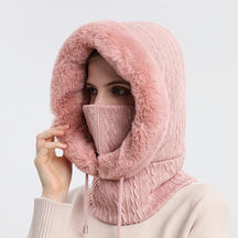 Knitted Hat : Cap Grijs - KnittedHat - Winter Gebreide Capuchonset in Roze van Pantino