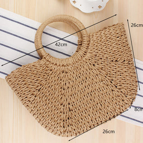 bags : Handgeweven Strooien Tas Beige in Khaki L (26*8*26*42cm) van Pantino