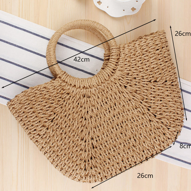 bags : Handgeweven Strooien Tas Beige in Khaki L (26*8*26*42cm) van Pantino