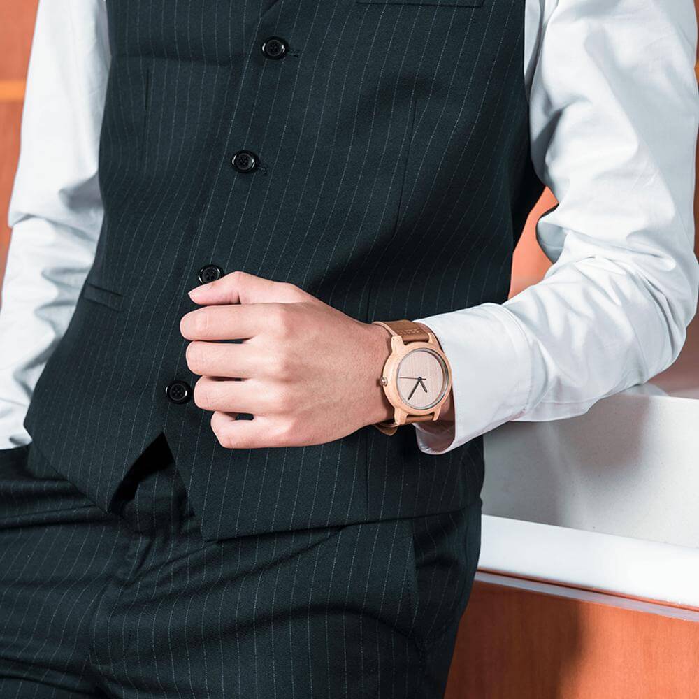 watches : Dames Houten Horloge Ebony & Bamboe - Elegant & Lichtgewicht in van Pantino