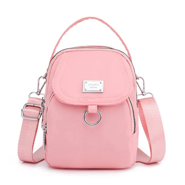 bags : Crossbody Tas Dames Zwart - Nylon Crossbody Tassen in Roze van Pantino