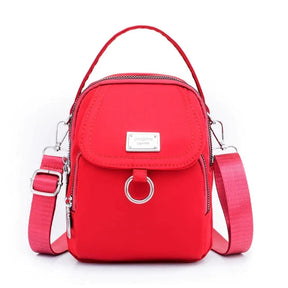 bags : Crossbody Tas Dames Zwart - Nylon Crossbody Tassen in Rood van Pantino