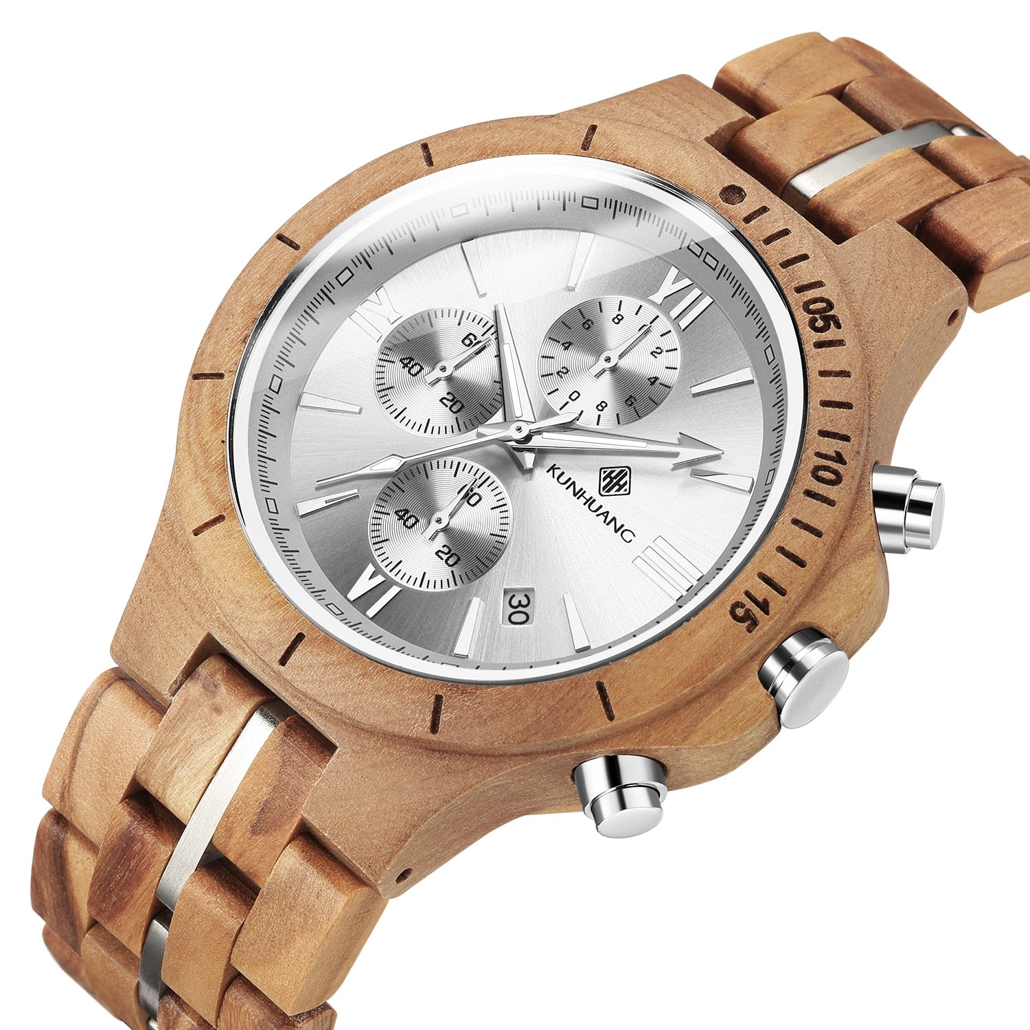 watches : Horloge Heren Olijf - Houten in Olijf van Pantino