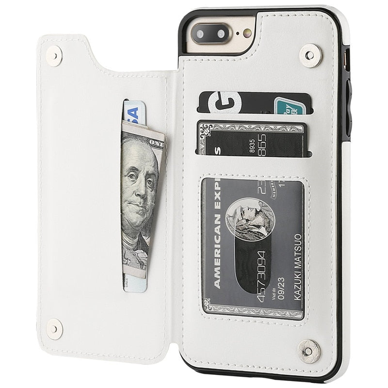 Phone Case : Portemonnee Zwart - IPhone Leren Hoesje in Wit van Pantino