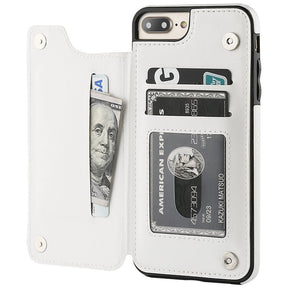 Phone Case : Portemonnee Zwart - IPhone Leren Hoesje in Wit van Pantino