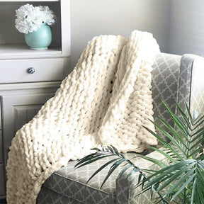 home & garden : Chunky Gebreide Deken - Handgemaakt Plaid van Merinowol in van Pantino