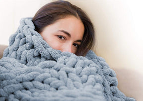 home & garden : Chunky Gebreide Deken - Handgemaakt Plaid van Merinowol in van Pantino