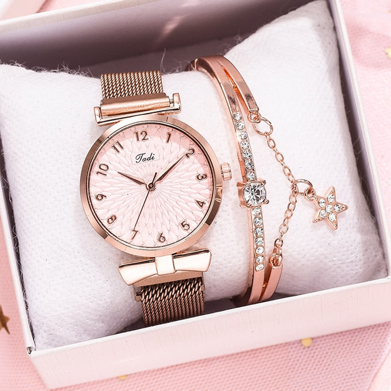 watches : Horloge met Magnetische Band Dames Goud in Rose - Magnetische band van Pantino