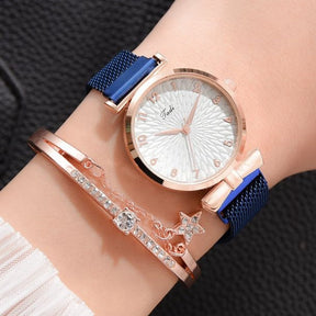 watches : Horloge met Magnetische Band Dames Goud in Blauw - Magnetische band van Pantino
