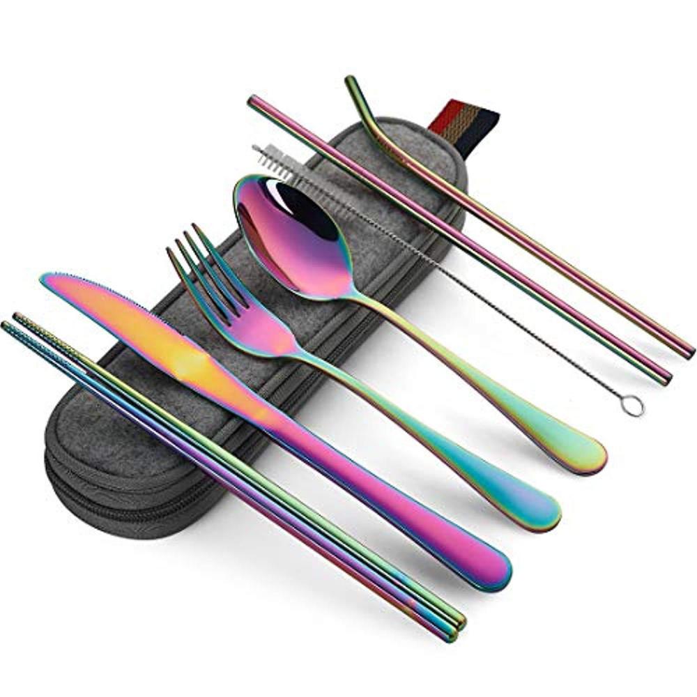 outdoor equipment : Herbruikbare Reisbestek Set - Goud in Regenboog van Pantino