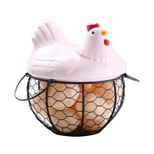 home & garden : Keramisch Eier Bewaarmandje - Wit in Roze van Pantino