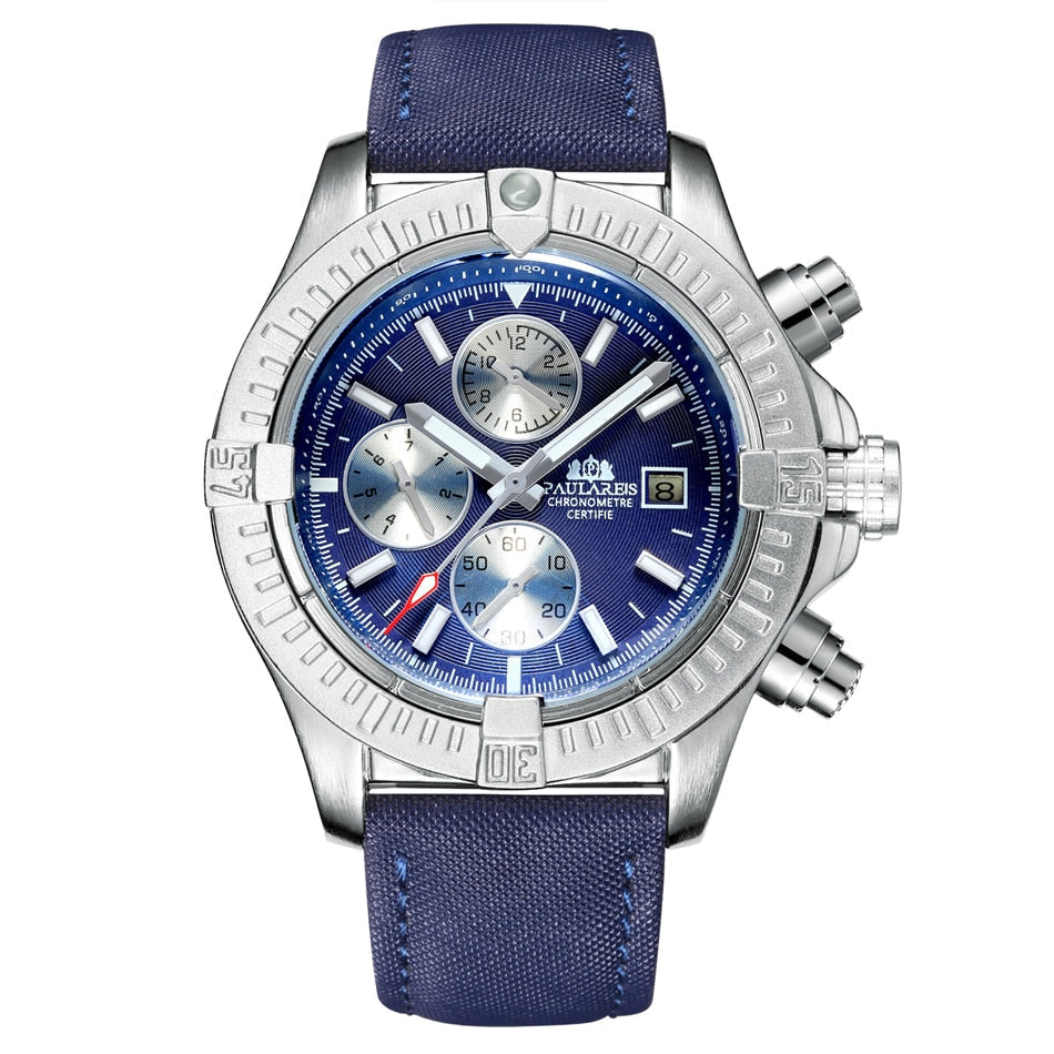 watches : Horloge Zwart - Automatisch Zelfopwindend in Zilveren Blauwe Panda van Pantino