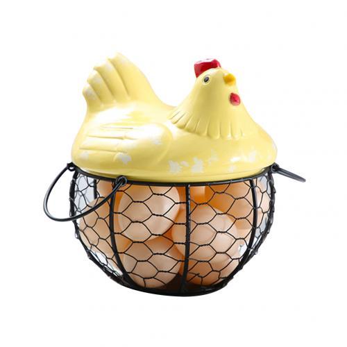home & garden : Keramisch Eier Bewaarmandje - Wit in Geel van Pantino
