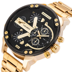 watches : Horloge Heren Zilver-Zwart - Relogio Quartz Herenhorloge in Goud-Goud van Pantino