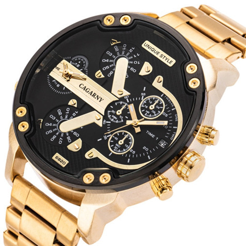 watches : Horloge Heren Zilver-Zwart - Relogio Quartz Herenhorloge in Goud-Goud van Pantino