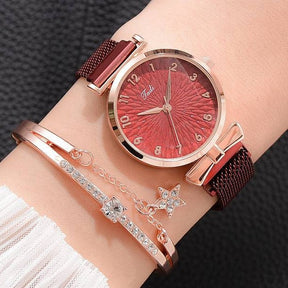 watches : Horloge met Magnetische Band Dames Goud in Rood - Magnetische band van Pantino