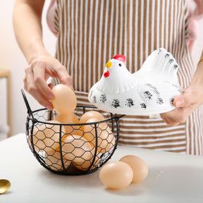 home & garden : Keramisch Eier Bewaarmandje - Wit in van Pantino