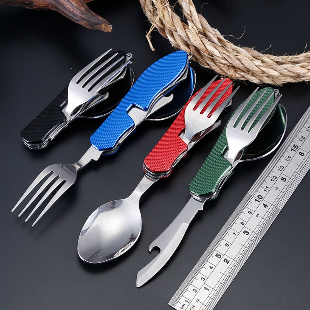 outdoor equipment : 4 in 1 Opvouwbaar Bestek Mini Aluminium - Zwart in Blauw van Pantino