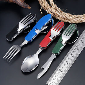 outdoor equipment : 4 in 1 Opvouwbaar Bestek Mini Aluminium - Zwart in Blauw van Pantino