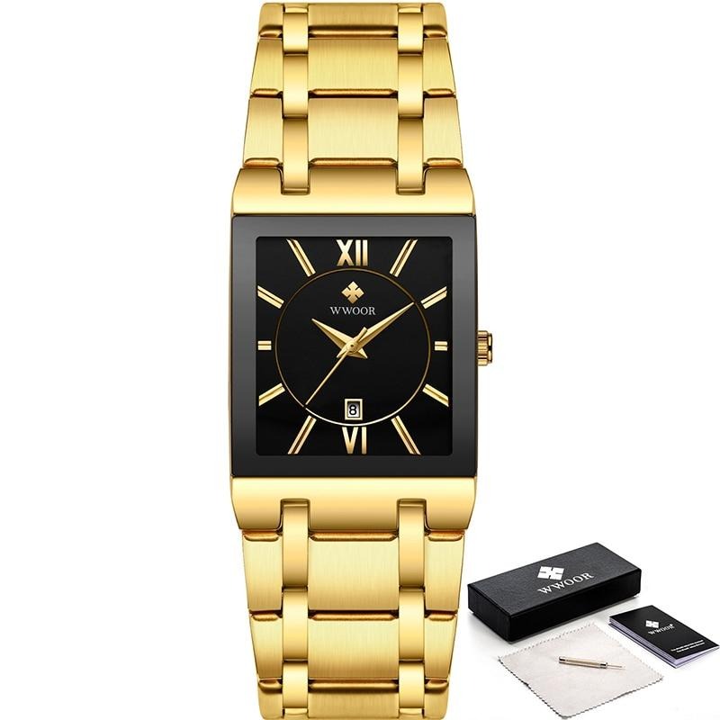 watches : Horloge Heren Volledig Goud - Luxe Quartz Polshorloge in Goud zwart van Pantino