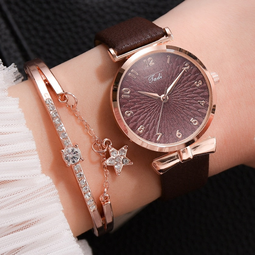 watches : Horloge met Magnetische Band Dames Goud in Koffie - Leren band van Pantino