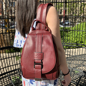 women's handbag : LuxeBag - Lederen Dames Tas - Zwart in Bourgondië van Pantinoshop