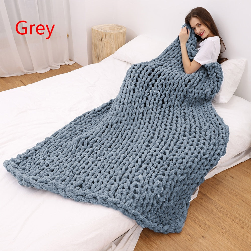 home & garden : Chunky Gebreide Deken - Handgemaakt Plaid van Merinowol in van Pantino